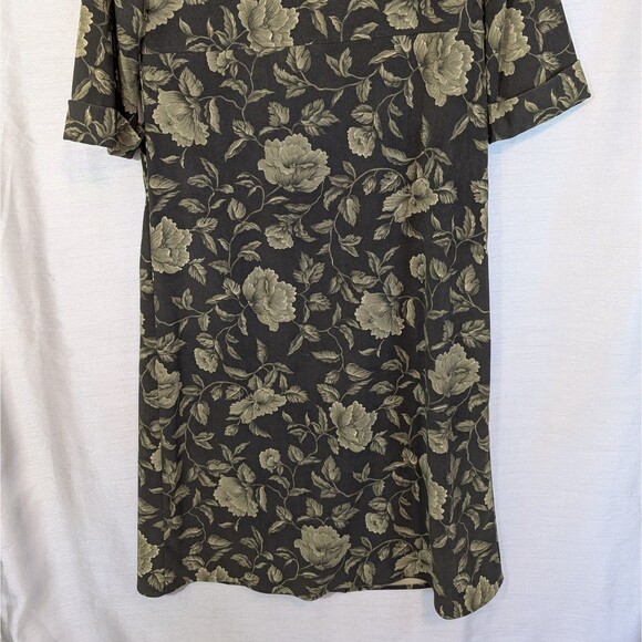 Vintage Talbots Size 6 Green Floral Button Up Midi Jacket Dress Long Duster - Picture 13 of 15